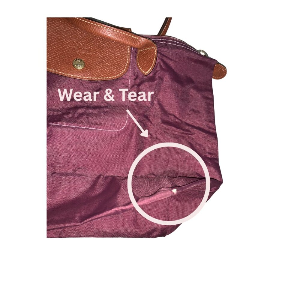 Pre-Owned Longchamp Le Pliage Medium Tote in Bordeaux Long Straps - Picture 6 of 13